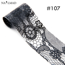 1 roll 4*100cm Black Lace Grid Nail Foils Floral Nail Art Transfer Foil Transfer Sticker Nail Decoration #107 2024 - buy cheap