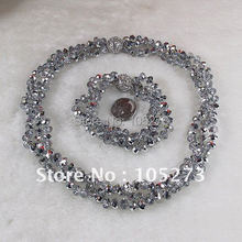 Ожерелье и браслет женские, с кристаллами, серого цвета, с магнитной застежкой, A2639 2024 - купить недорого