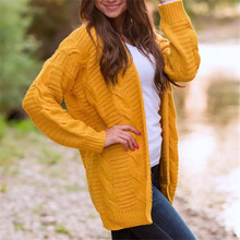 Women's autumn winter twist cardigan sweater coat European and American college style 3XL fashion casual long thick sweater coat 2024 - buy cheap