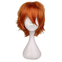 QQXCAIW Men Short Costume Cosplay Wig Boys Orange Heat Resistant Synthetic Hair Wigs 2024 - buy cheap