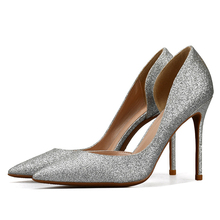 2019 Fashion Women Pumps Sequin Cloth Gold Sliver Pointed Toe Woman Shoes Sexy Party Wedding Stiletto Nude Heels Plus Size H0015 2024 - buy cheap