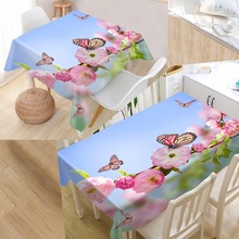 New Arrival Custom Butterfly And Flower Table Cloth Waterproof Oxford Fabric Rectangular Tablecloth Home Party Tablecloth 2024 - buy cheap