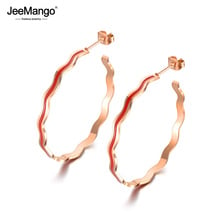 JeeMango модные ювелирные изделия, волнистые круглые серьги из нержавеющей стали с 3 цветами, вечерние серьги с глазурью в подарок JE18473 2024 - купить недорого