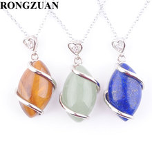 RONGZUAN Natural Rose Quartzs Aventurine Amethysts Crystal Tigers Eye Lapis Lazuli Stone Bead Necklace & Pendant Jewelry TBN322 2024 - buy cheap