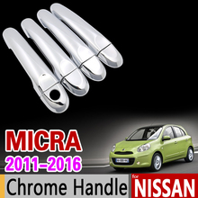 for Nissan Micra K13 Chrome Handle Cover Trim March Renault Puls 2011 2012 2013 2014 2015 2016 Accessories Stickers Car Styling 2024 - buy cheap