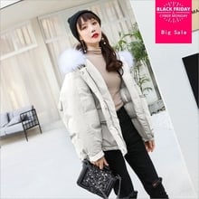 Cotton coat female 2018 winter new chic Korean version fashion women cotton parkas large fur collar cotton loose bf outwearL1038 2024 - buy cheap