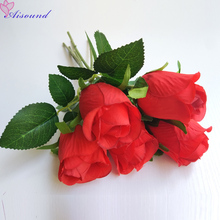 Aisound 10 unids/lote flores rosas de seda Artificial tallo DIY flor artesanía para boda y decoración del hogar arreglo Floral falso 2024 - compra barato