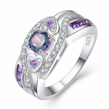 LKO New Arrive Multicolor & Purple White CZ Silver Colour Ring for Women Jewelry Size 6 7 8 9 10 2024 - buy cheap