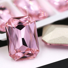 Diamantes de imitación de cristal, 10x14mm/13x18mm, rosa, forma octogonal Rectangular, strass, accesorios de ropa 2024 - compra barato