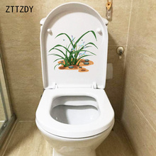 ZTTZDY-planta en maceta de orquídeas, pegatina de inodoro fresca para el hogar, dormitorio, pared, decoración, T2-0484, 22,8x18,4 CM 2024 - compra barato