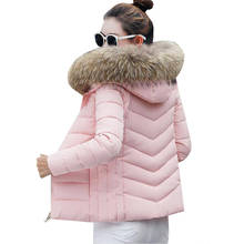 New Women Down Cotton Padded Coat Winter Hooded Large Faux Fur Collar Parka Coats Warm Thick Short Jacket Female Outwear AB668 2024 - buy cheap