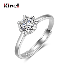 Kinel-Anillo de plata de primera ley y circón blanco para mujer, sortija de boda, plata esterlina 925, Circonia cúbica, zirconia, circonita, zirconita, estilo clásico, 1 quilate 2024 - compra barato