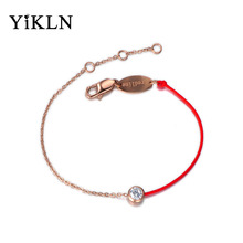 YiKLN Classic Titanium Steel CZ Crystal Charm Bracelets & Bangles For Women Red Rope Chain Link Bracelet For Xmas Gifts YB17061 2024 - buy cheap