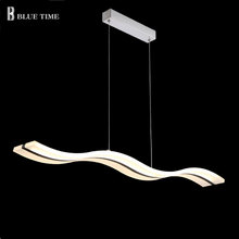 Luminária pendente moderna de led, luminária suspensa com lâmpada led acrílica l97cm 38w para sala de jantar, sala de estar, cozinha 2024 - compre barato