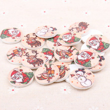 Mix Wooden Christmas Series Pattern Round Scrapbooking Button Handmade Accessory Sewing Home Decoration DIY 25mm 20pcs MT0891 2024 - buy cheap