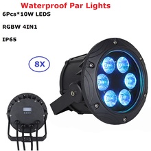 8XLot Portable New LED Par Lights Waterproof 6X10W RGBW Quad Color Outdoor Flat Par Can IP65 Stage Effect Lighting Dj Lights 2024 - buy cheap