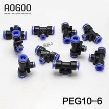 10 Pcs/Lot  T-Type Three-Pass Reducer Pneumatic Fittings PEG10-6 2024 - buy cheap