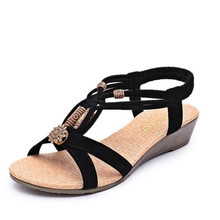 woman sandals Women's Casual Peep-toe Flat Buckle Shoes Roman Summer Sandals sommer schuhe damen sandalias mujer 2024 - buy cheap