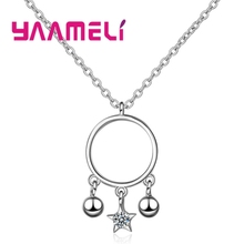 Minimalist Hot Sale Round Star Setting Sparking Cubic Zirconia For Sweet Woman Girls Trendy Best 925 Sterling Silver Necklace 2024 - buy cheap