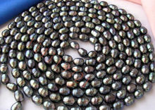 FREE SHIPPING HOT sell new Style >>>> 9-10mm black rice freshwater cultured pearl necklace 80" 2024 - buy cheap