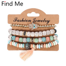 Find Me Ethnic Multilayer Color Beads Bracelets Bohemian Flower Tassel Flexible Bracelets For Women Fashion Jewelry Accessories 2024 - buy cheap