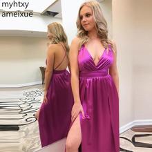 Sexy Green Cheap Backless 2021 Prom Dresses Sweetheart A Line High Split Elastic Satin Long Evening Party Gowns Robe De Soiree 2024 - buy cheap