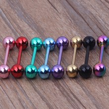Tongue body jewelry   free shipping mix 7 colors 50pcs/lot stainless steel body piercing jewelry  tongue  barbell 2024 - buy cheap