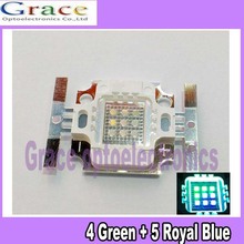 2pcs 10W Cyan 490nm Square 4 Green +5 Royal Blue  High Power LED Light Bulb 2024 - buy cheap