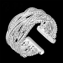New Fashion Silver Ring Wedding Jewelry,Adjustable size ring for men and women Hollow weave Engagement rings for lovers R023 2024 - buy cheap