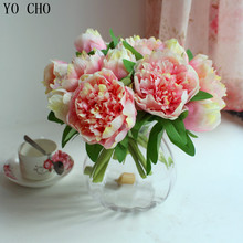 Ramo de novia de YO CHO, peonías artificiales de imitación de rosas de té, flores decorativas de tacto real 2024 - compra barato
