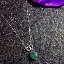 Natural green Emerald gem Necklace Natural gemstone Pendant Necklace 925 sliver trendy Lovely round girl party gift Jewelry 2024 - buy cheap