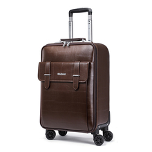New 16/20/24 inch men business genuine leather hand luggage Women cabin travel trolley bags vs trolley suitcase on wheels 2024 - buy cheap