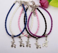 50pcs Zinc Alloy Silver Lovely Stroller Charms Multicolor Braided Rope Protection Good Luck Bracelets Jewelry For Women&Men N053 2024 - buy cheap