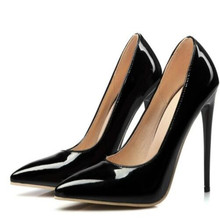 Sapato stiletto bico fino sexy, calçado feminino salto alto 10 cm plus size 35-43 2024 - compre barato