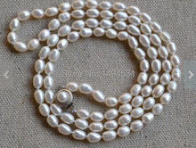 Collar de perlas al por mayor, collar de perlas de agua dulce genuino de Color blanco de 6-8mm de 34 pulgadas, ¡boda joyería envío gratis! 2024 - compra barato