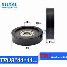 [TPU0844-11] HOT 10PCS Low noise 608zz 608 coated with TPU hardness 95A rubber Vending machine sliding guide bearing wheel roll 2024 - buy cheap