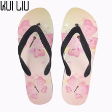 Customized Women's Flip Flops Pretty 3D Butterfly Pattern Flats Women Flip Flops Casual Female Beach Water Shoes Woman Summer 2024 - buy cheap