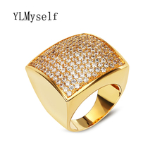 Gold color Big square ring high quality Classic Rings Is Women Sparkly Zirconia crystal New elegant fashion jewelry wholesaler 2024 - buy cheap