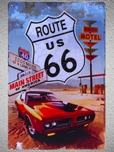 Route 66 Challenger American car Motel coffee Store shop Tin Plate Signs wall man cave Decoration Art retro vintage Poster metal 2024 - купить недорого