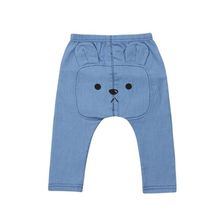 Одежда для маленьких мальчиков, джинсовая одежда с мультяшным медведем, длинные брюки, штаны, детские брюки 2024 - купить недорого