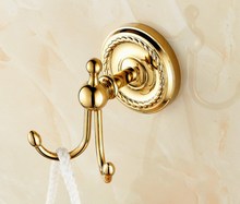 Ganchos de parede luxuosos para banheiro, prateados em bronze polido dourado para toalha e casaco, cabide duplo para banheiro, acessório mba606 2024 - compre barato