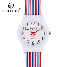 Moda Mulheres Colorido Fita Relógio Willis Vestido Projeto Resistente À Água Relógio de Silicone Relógio de Quartzo das senhoras do Lazer PENGNATATE 2024 - compre barato