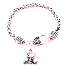 Mulheres Homens Pulseiras Charme Eu Amo O Meu Marido e a Forma da Letra Pingente Elo Da Cadeia do Trigo Jóias Liga de Zinco Fornecer Dropshipping 2024 - compre barato