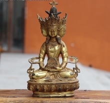 Estatua de Buda kwan-yin Guan yin Bodhisattva de cobre tibetano, bronce dorado de cuatro caras 2024 - compra barato