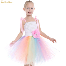 Unicorn Rainbow Princess Dress Girls White Tutu Dress Baby Sweet Skirt Girl Flower Dress Anime Halloween Cosplay Costume For Kid 2024 - buy cheap