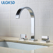 ULGKSD Basin Faucets Brass Polished Chrome Deck Mounted Dual Handle Hot and Cold Water Mixer Tap 3 Hole 2024 - buy cheap