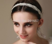 Diadema elástica con cuentas de cristal hechas a mano para boda, accesorios para el cabello, novedad de 2021, venta al por mayor y al por menor 2024 - compra barato