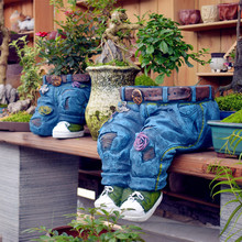 Calças jeans de cimento pastoral, ornamentos, criativos, vaso de flores, decoração, artesanato, jardim antigo, varanda, acessórios, arte ao ar livre 2024 - compre barato