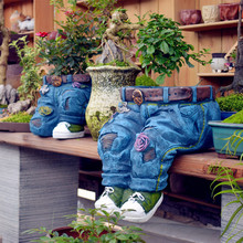 Pastoral Cement Denim Pants Ornaments Creative Flower Pot Decoration Crafts Old Garden Balcony Figurines Outdoor Accessories Art 2024 - buy cheap