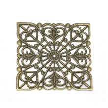 250Pcs DIY Connectors Wraps Filigree Charms Bronze Tone Square Hollow Embellishments 40mm 2024 - buy cheap